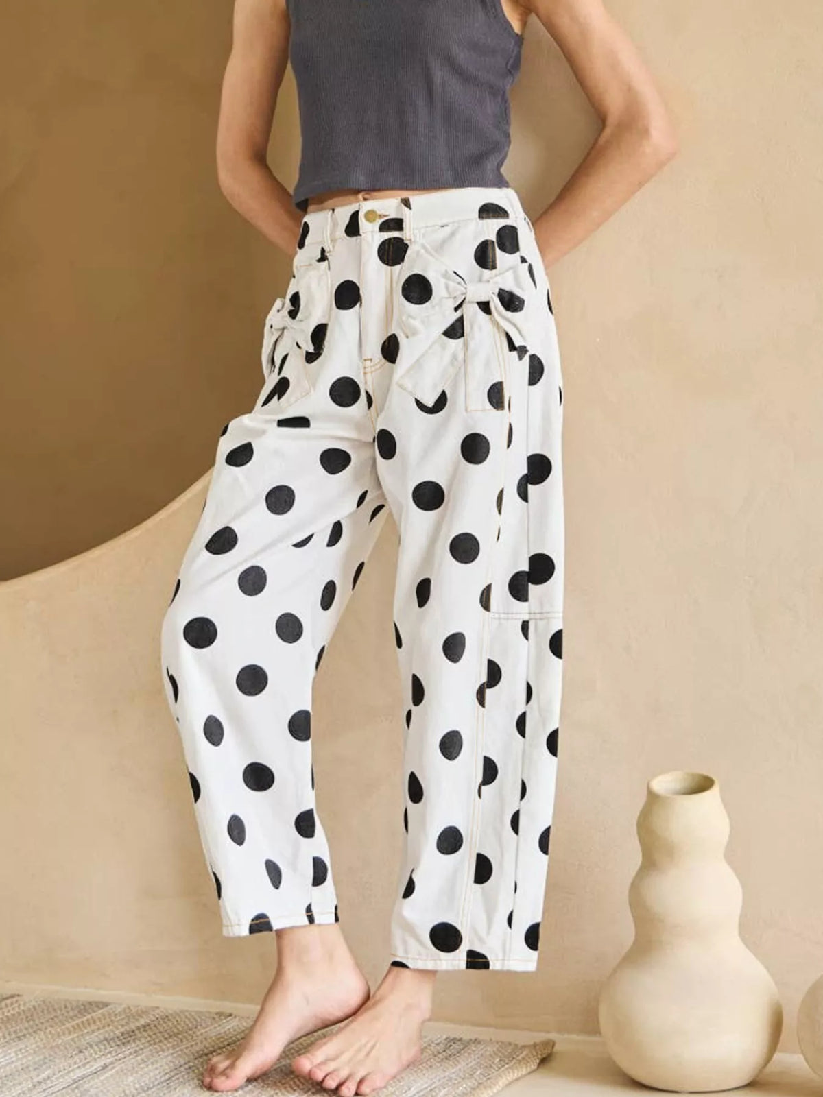 Polka Dot High-Waisted Jeans