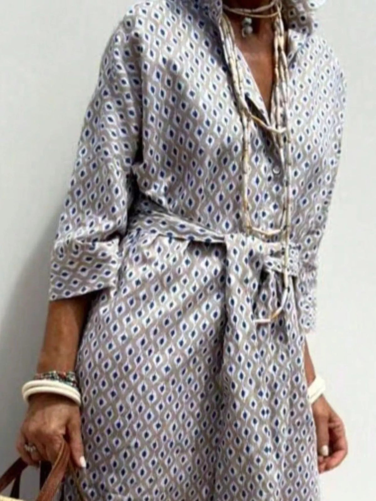 Full Size Printed Button-Down Midi Dress Plus Size