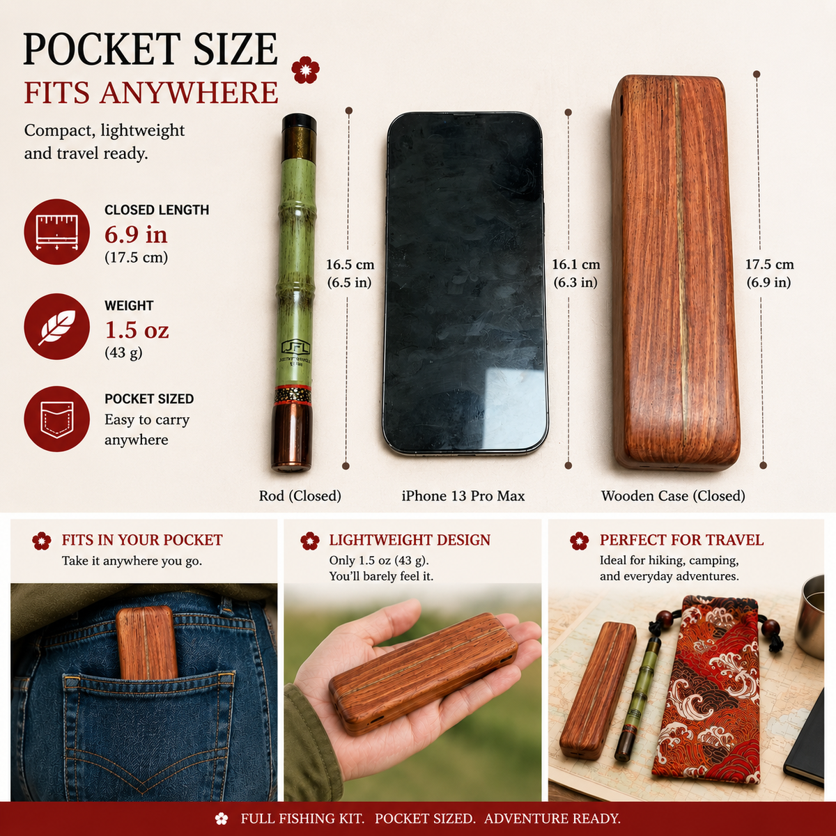 Sao Tabi Pocket Travel Tanago Kit with Wooden Box and Japanese Pouch