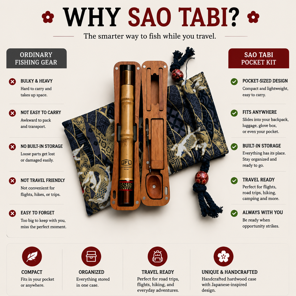 Sao Tabi Pocket Travel Tanago Kit with Wooden Box and Japanese Pouch