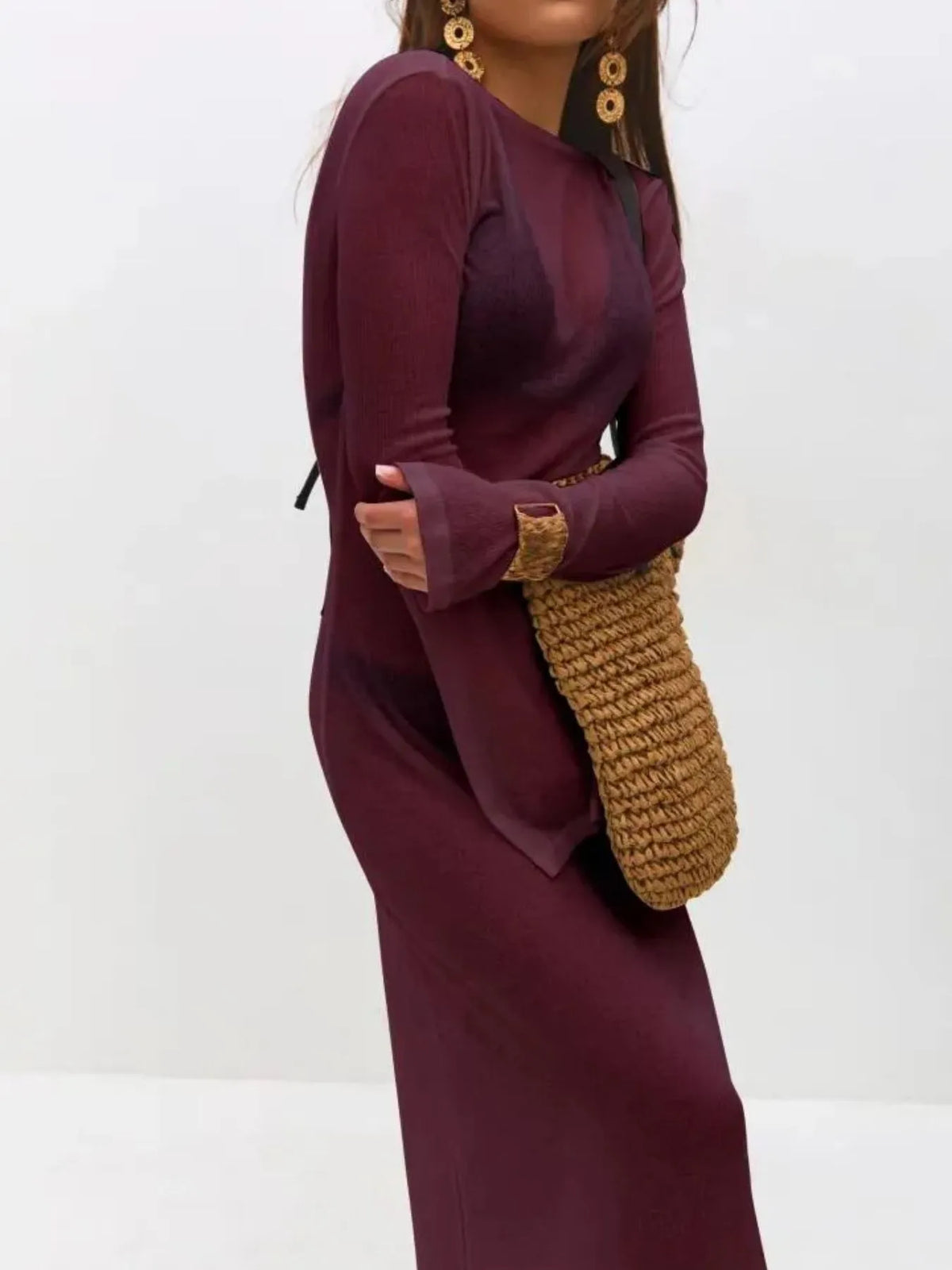 Backless Long Sleeve Maxi Cover-Up