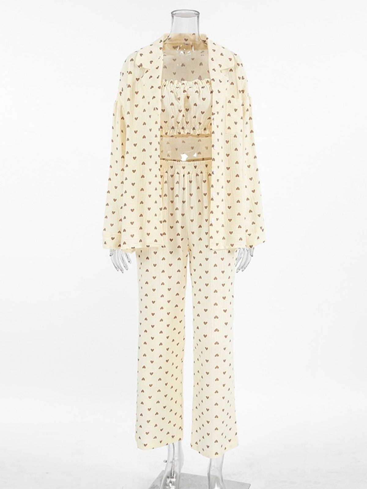 Heart Print Three-Piece Lounge Set