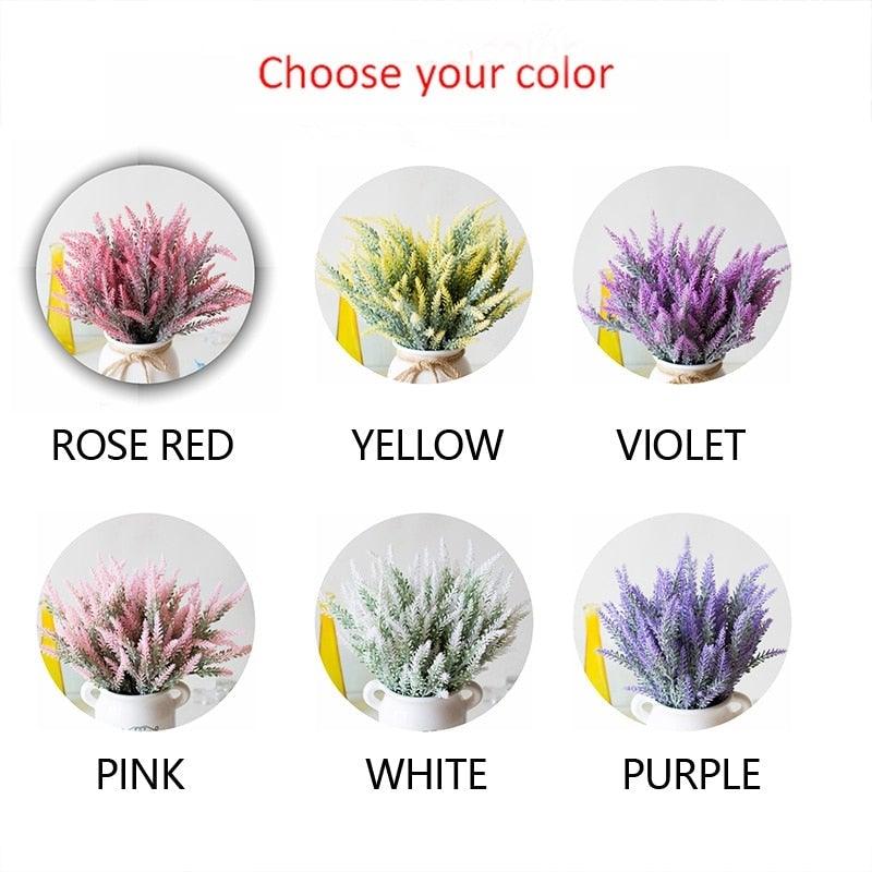 1 Bundle Artificial Lavender Fake Flowers Wedding Bouquet Home Kitchen Office Table Centerpieces Arrangements Decor
