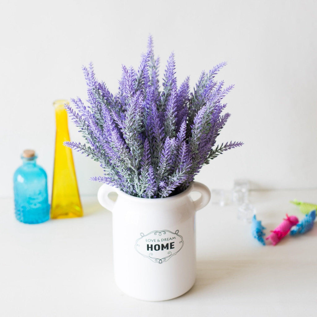 1 Bundle Artificial Lavender Fake Flowers Wedding Bouquet Home Kitchen Office Table Centerpieces Arrangements Decor