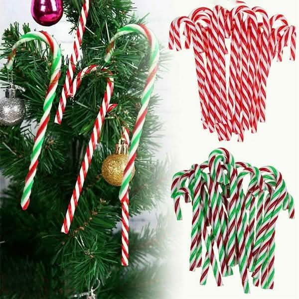 10-Piece: Plastic Candy Cane Ornaments