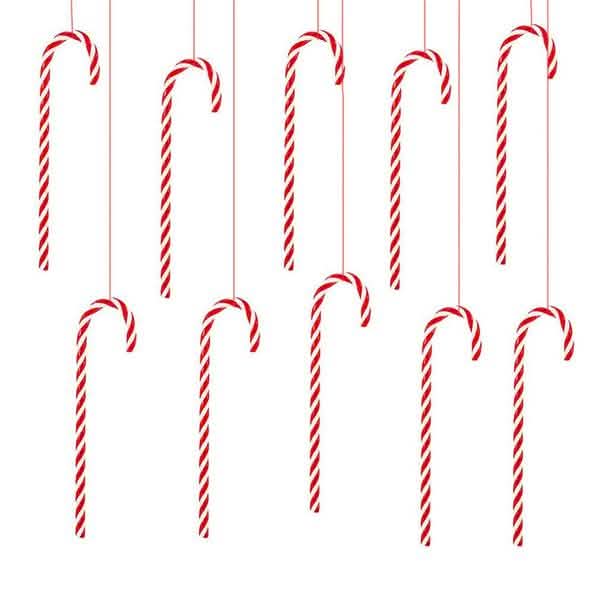 10-Piece: Plastic Candy Cane Ornaments