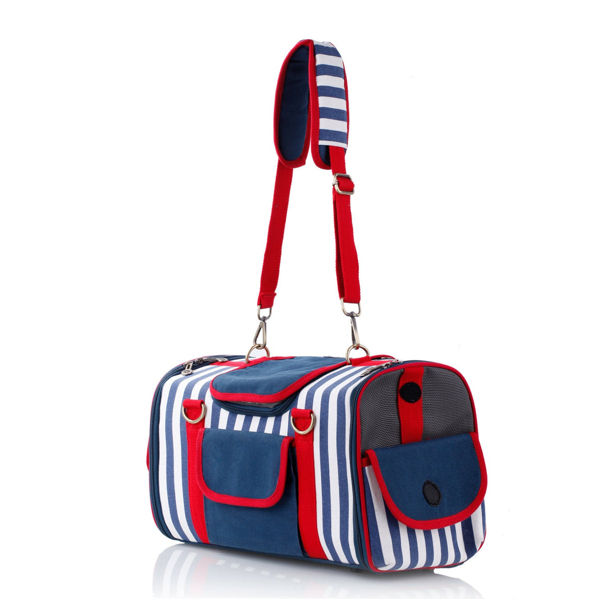 Nautical Striped Canvas Pet Carrier Bag