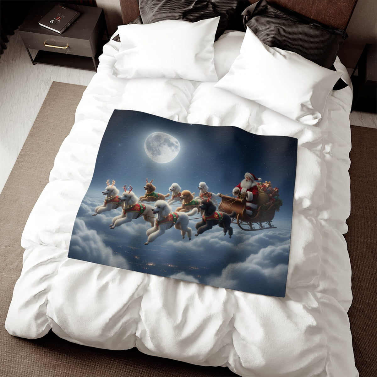 Santa's Poodle Powered Sleigh Blanket