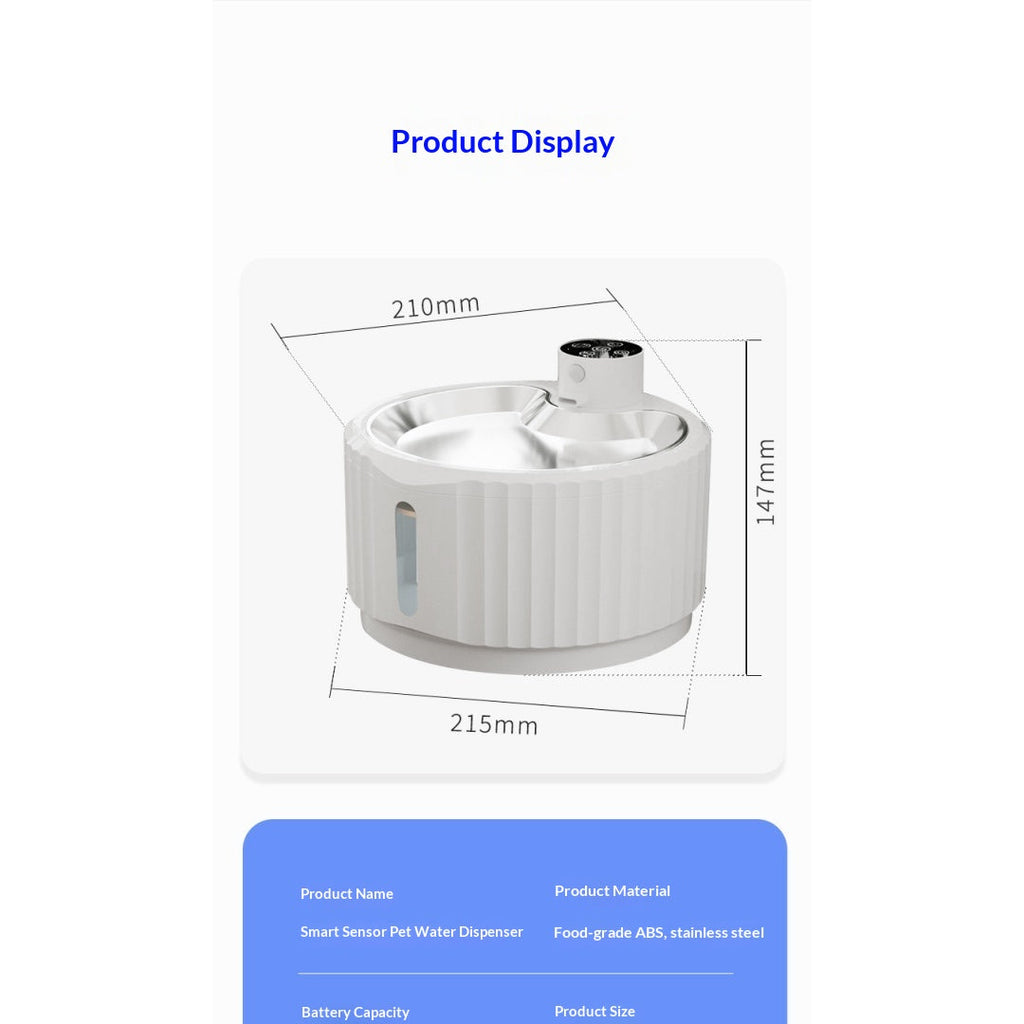 Automatic Circulating Sensor-Activated Stainless Steel Pet Water Fountain