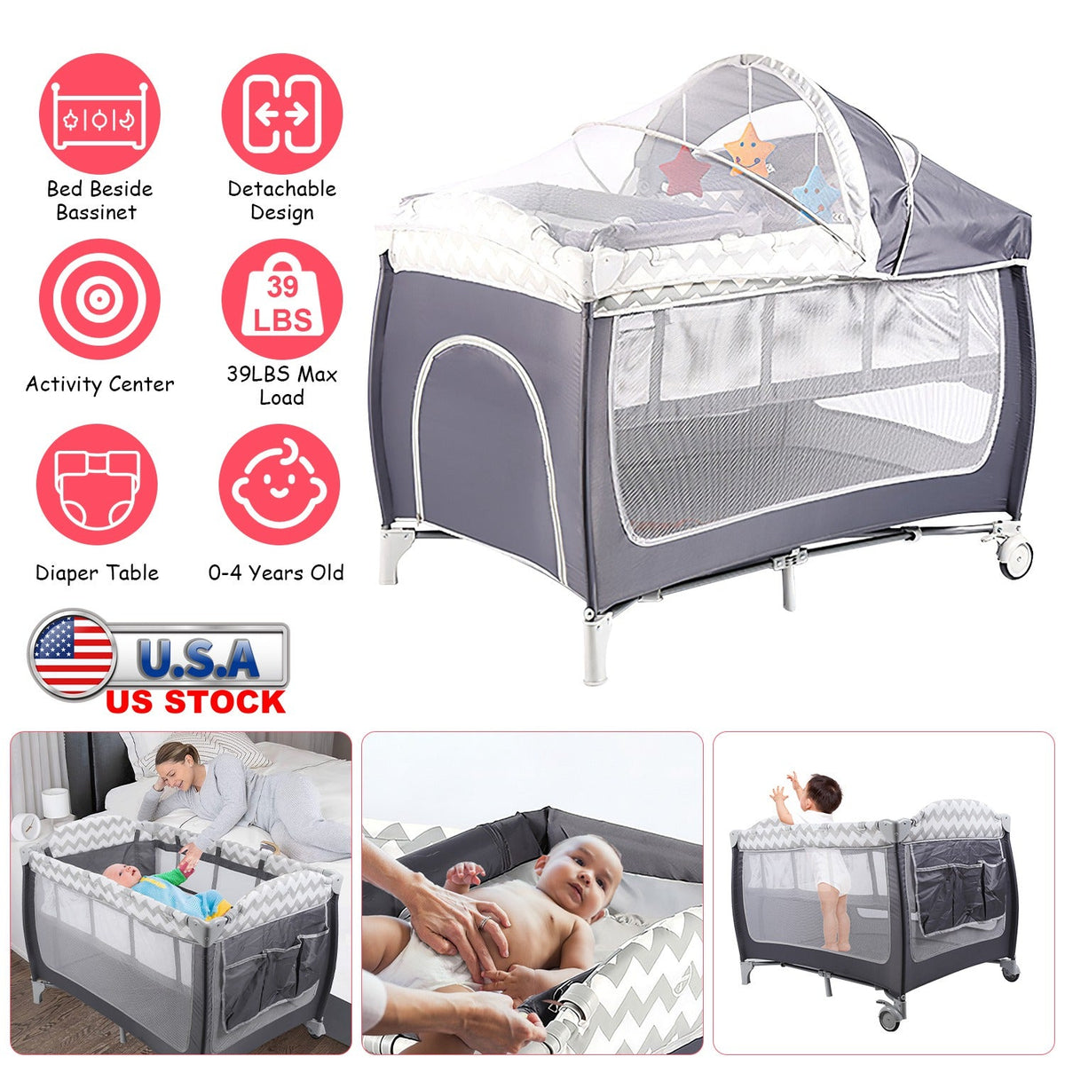 GBruno Portable Baby Crib