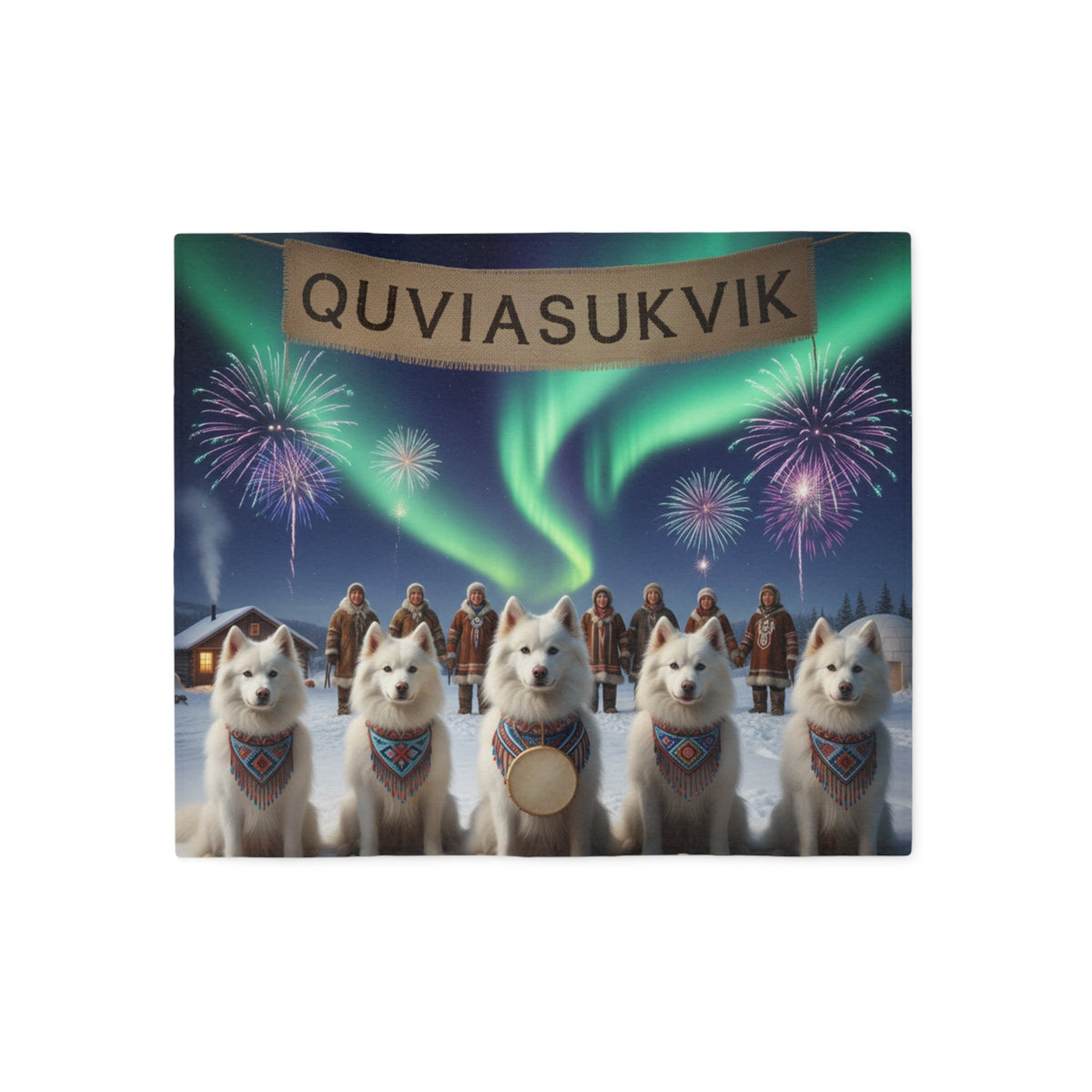 Northern Lights American Eskimo Dogs Blanket