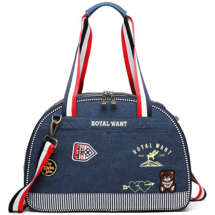 Denim Pet Carrier Bag with Mesh Panels