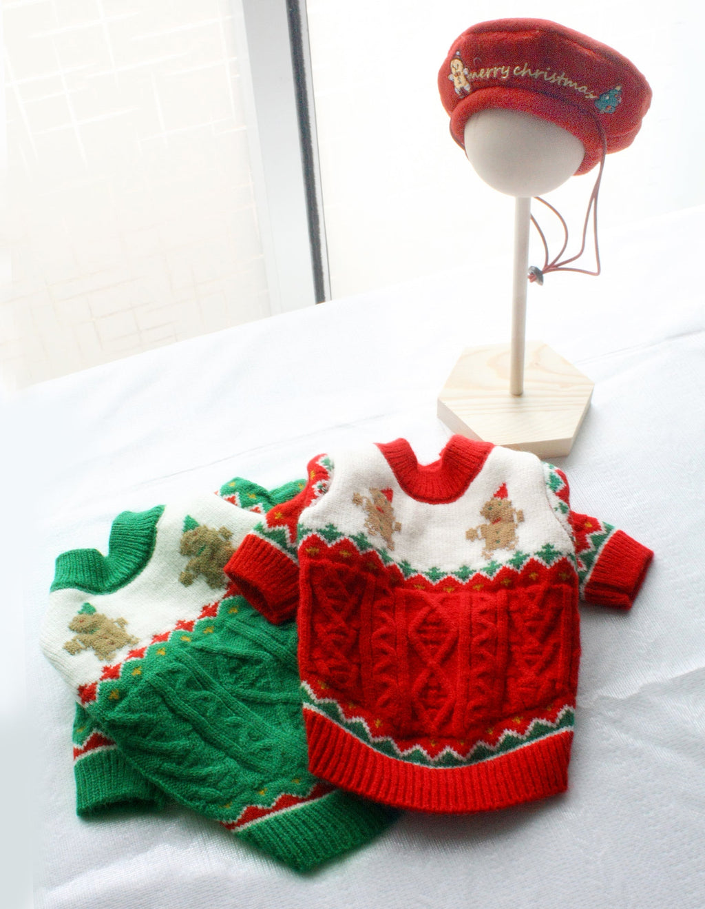 Gingerbread Christmas Knit Dog Sweater