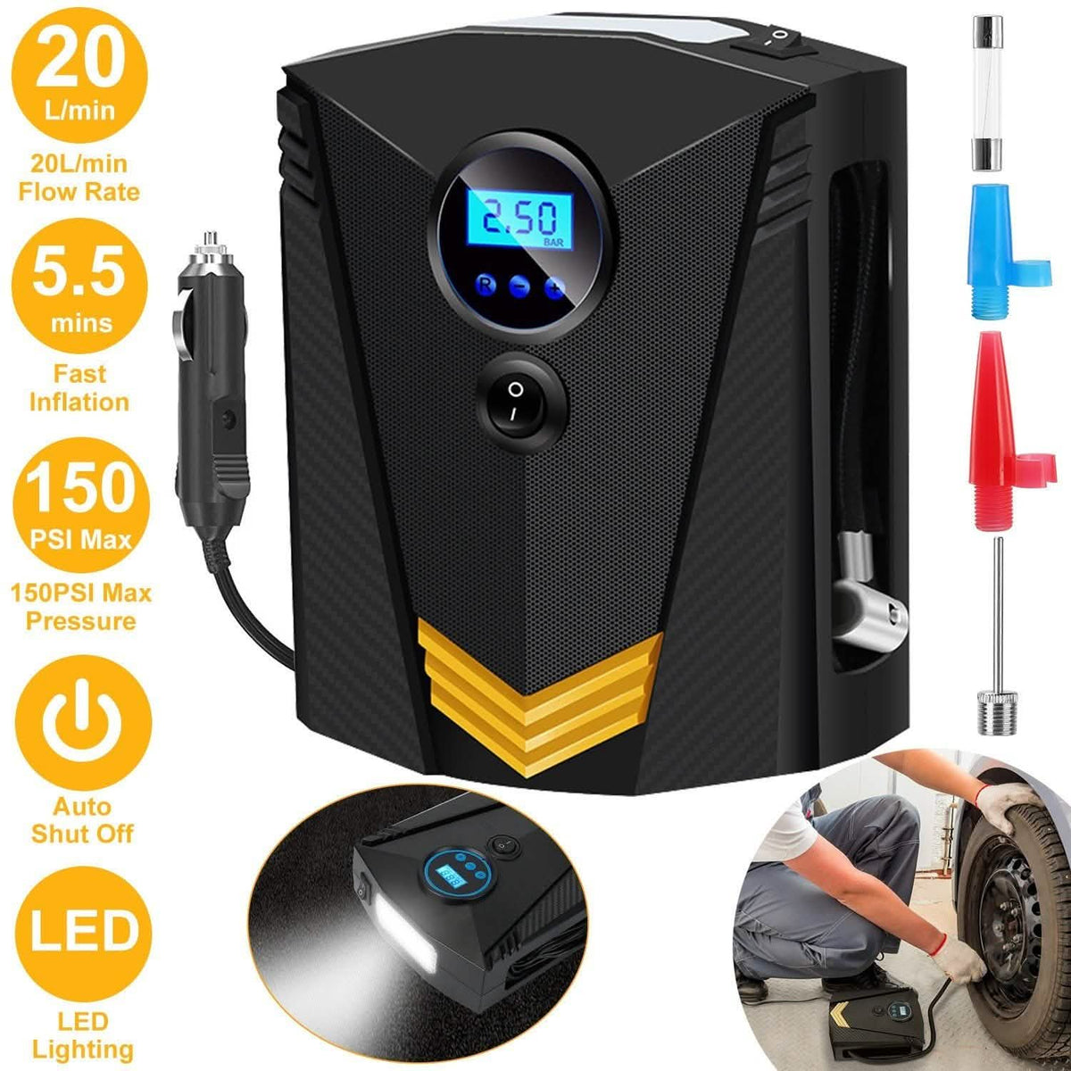 12V DC 100W 150PSI Digital Tire Inflator