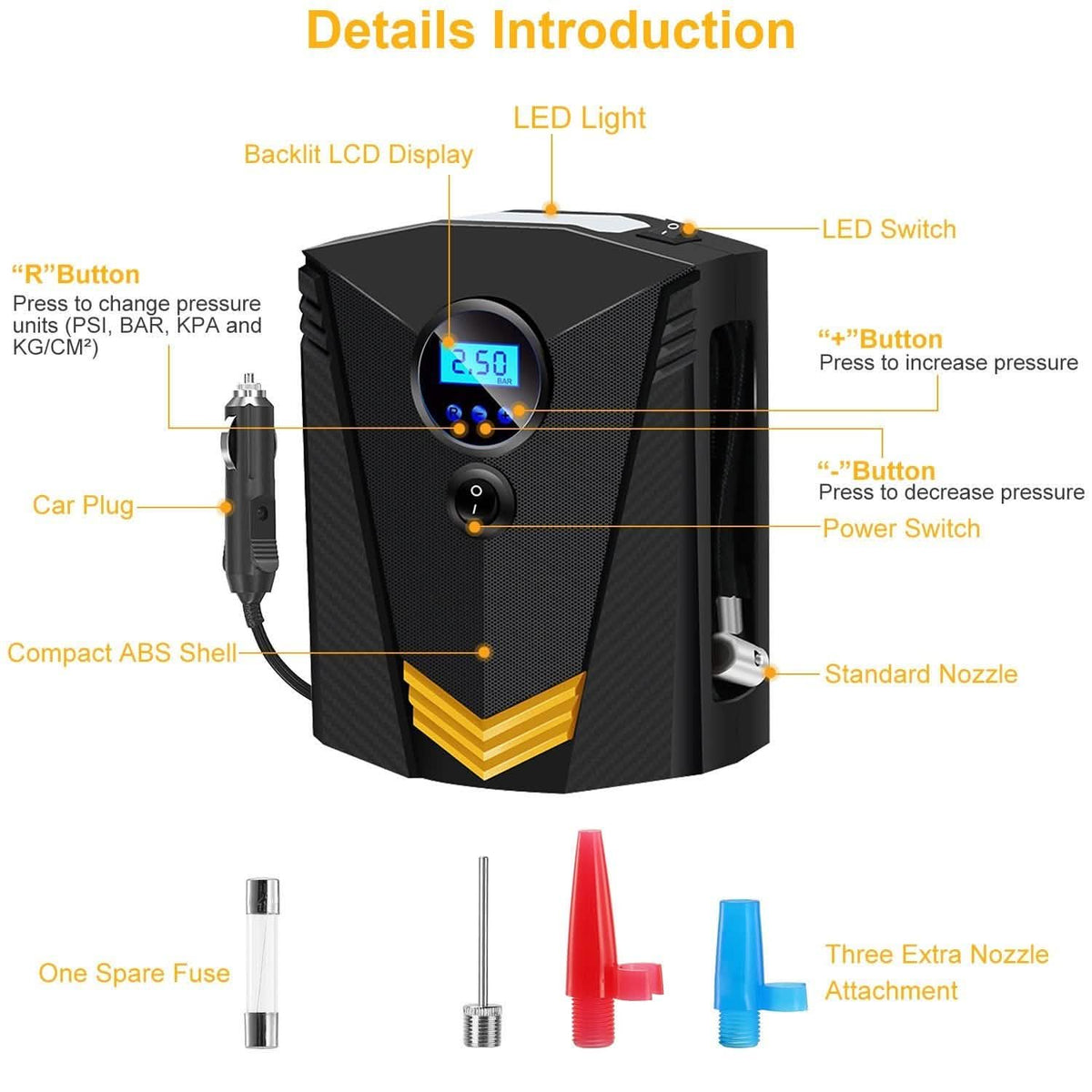 12V DC 100W 150PSI Digital Tire Inflator