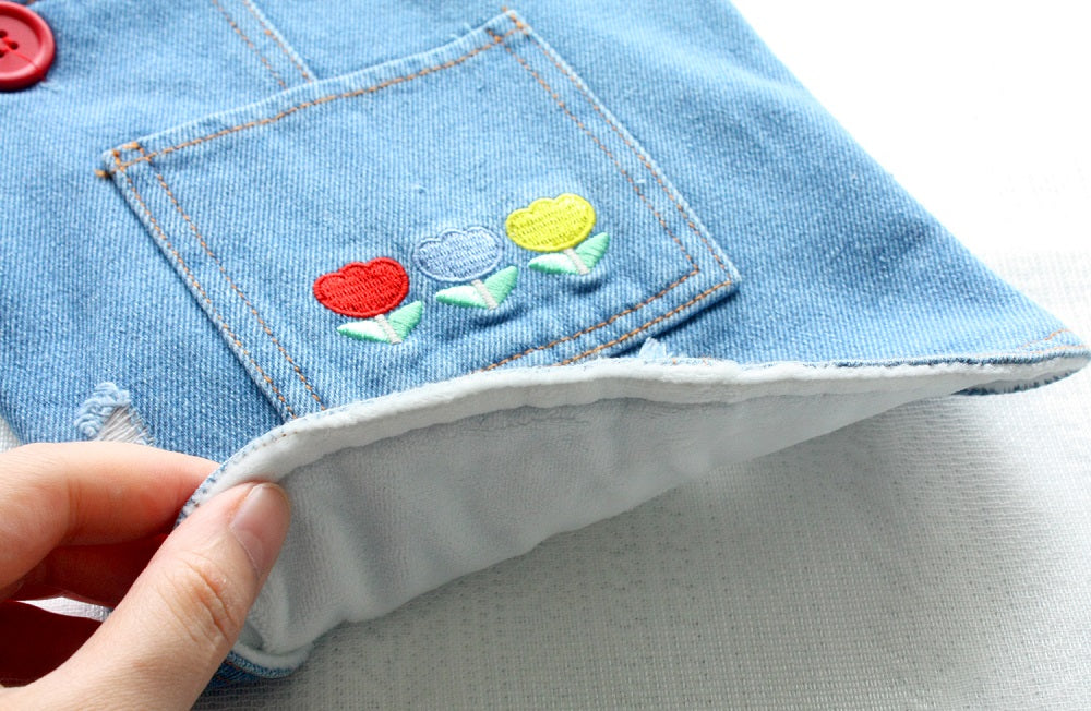 Denim Dog Overalls with Matching Hat