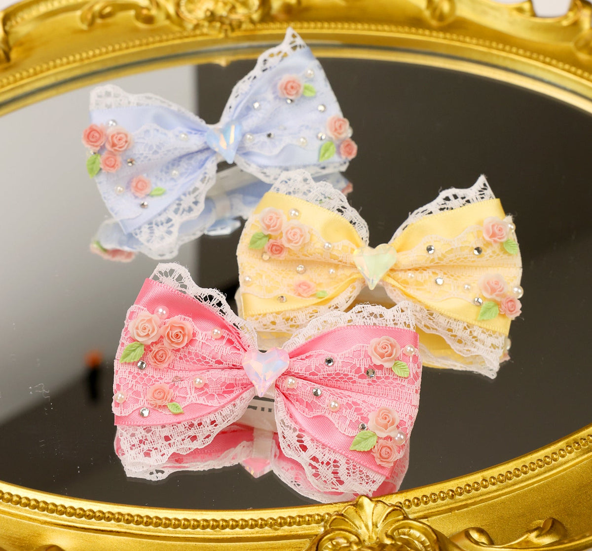 Lace Floral Pet Bow Hair Clip
