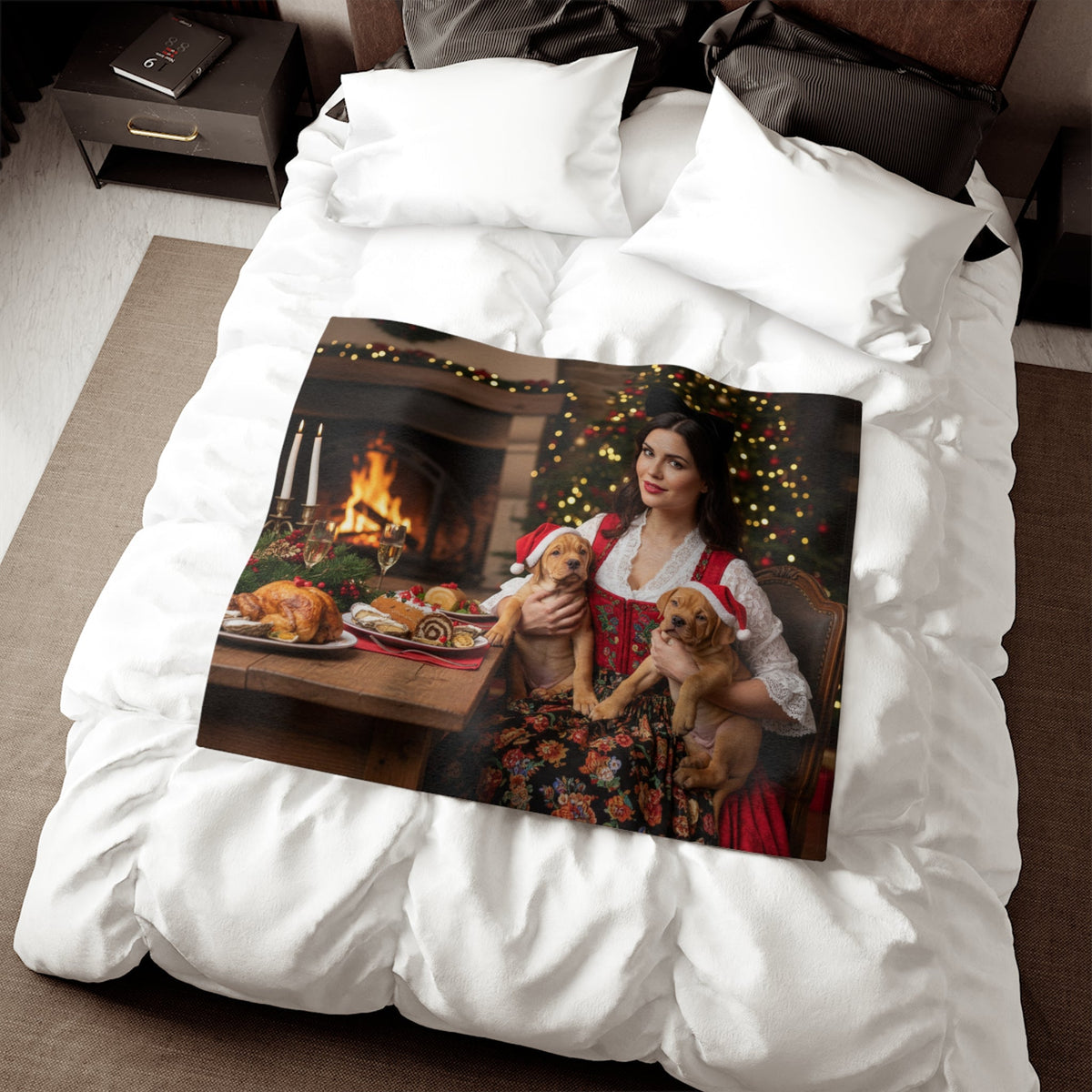Holiday Fireplace Cozy Blanket