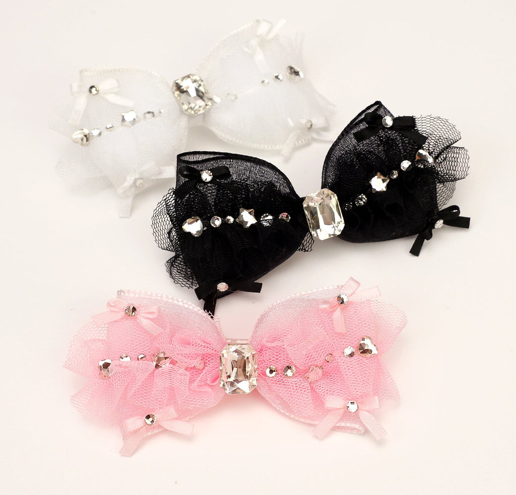 Tulle Crystal Pet Bow Hair Clip
