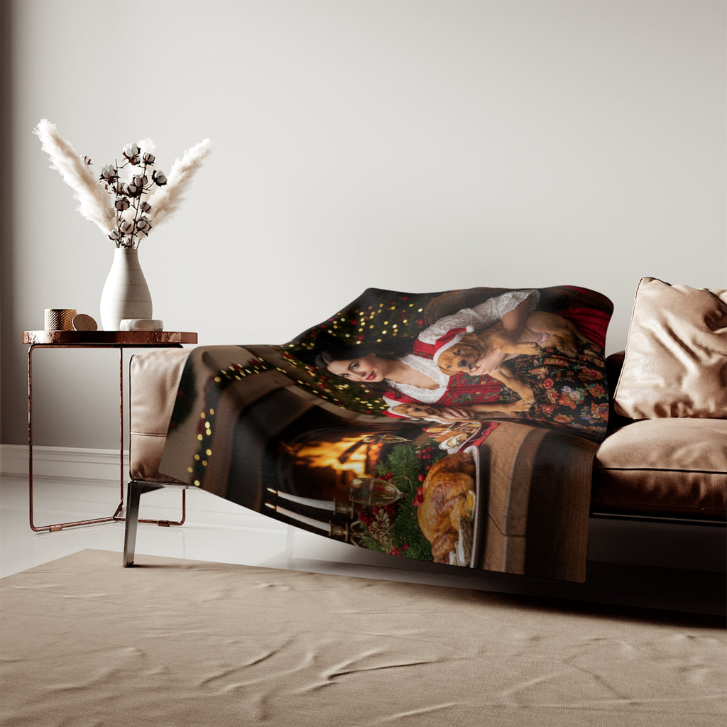 Holiday Fireplace Cozy Blanket
