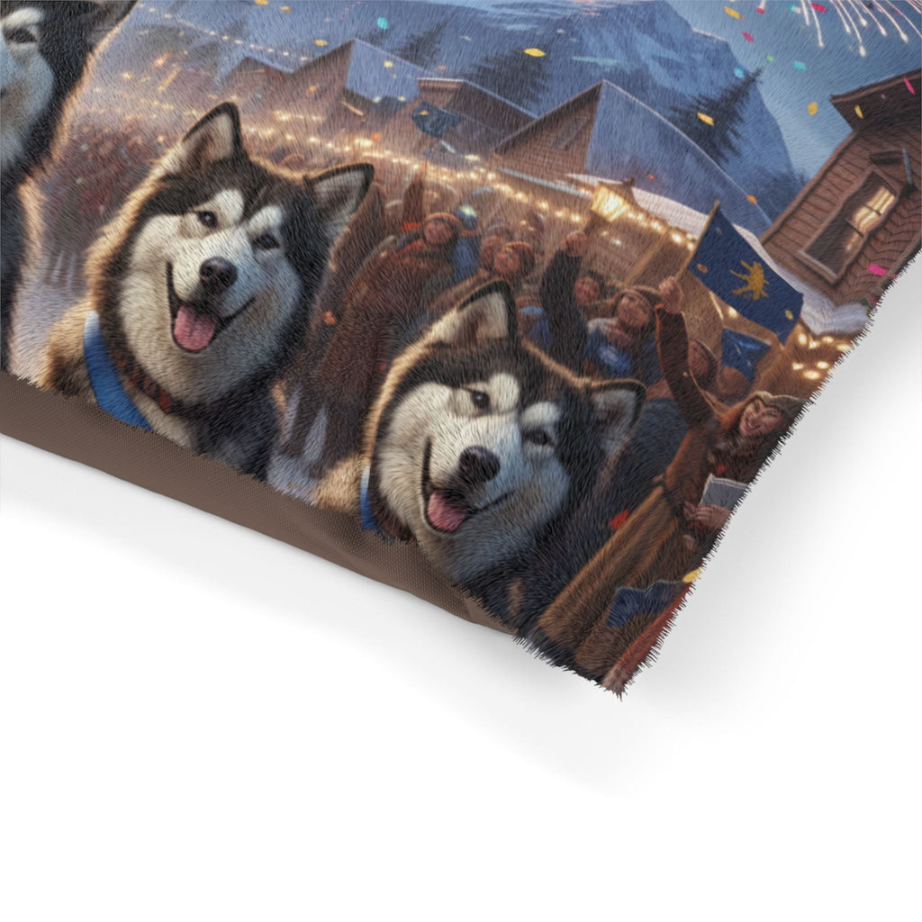 Happy Alaska Day Alaskan Malamutes Pet Bed