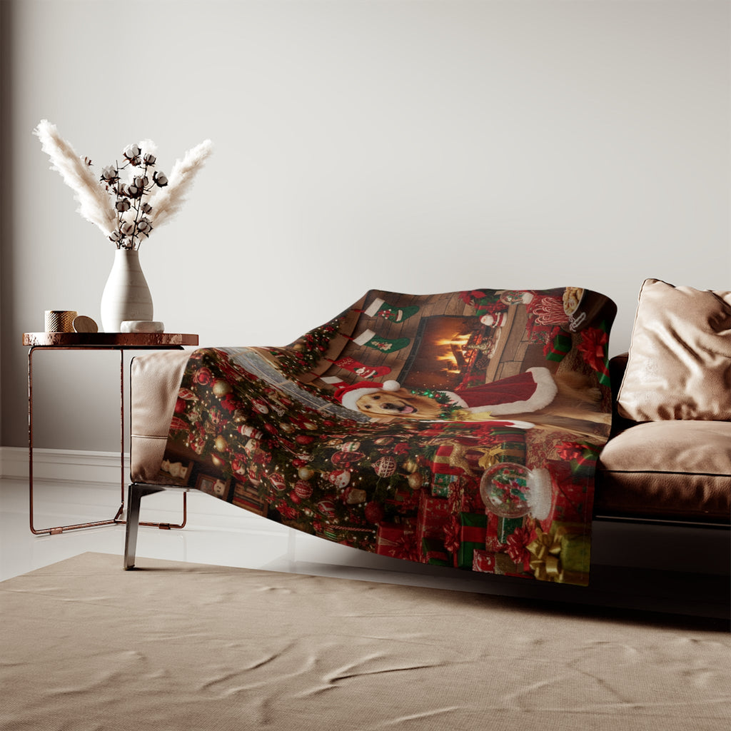 Golden Retriever Santa Blanket