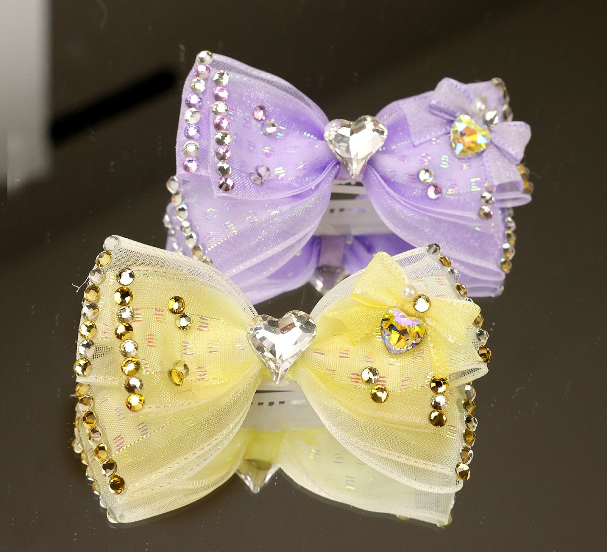 Rhinestone Tulle Pet Bow Hair Clip