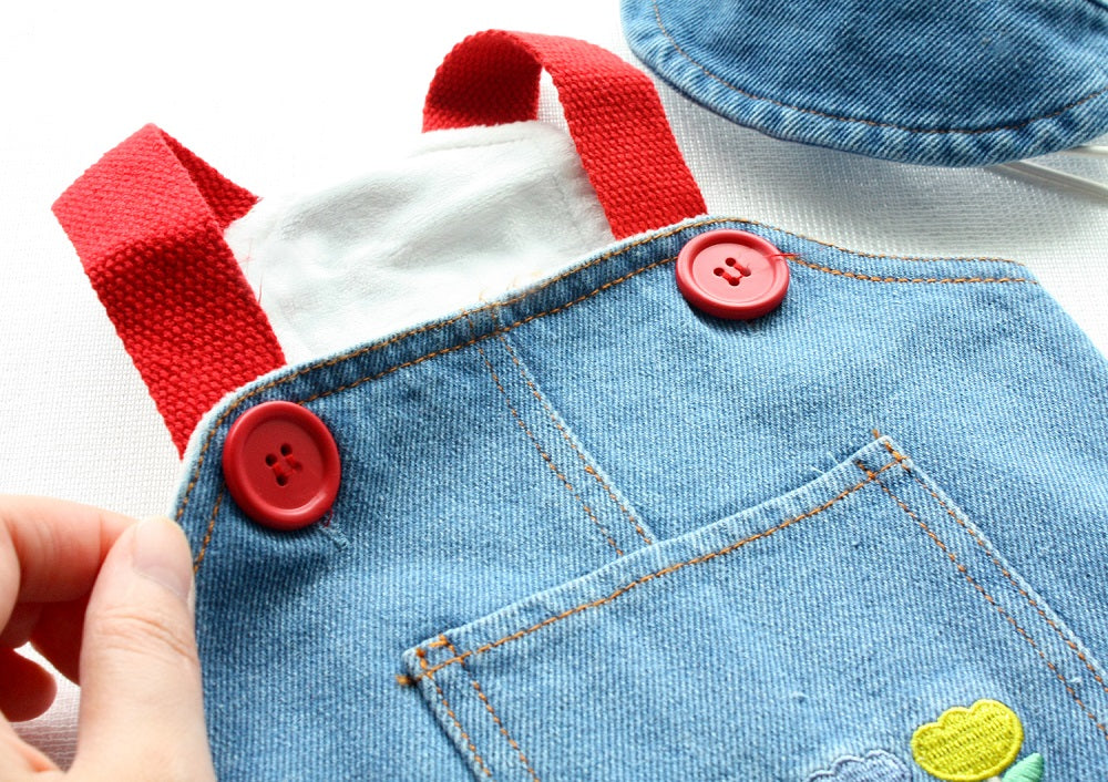 Denim Dog Overalls with Matching Hat