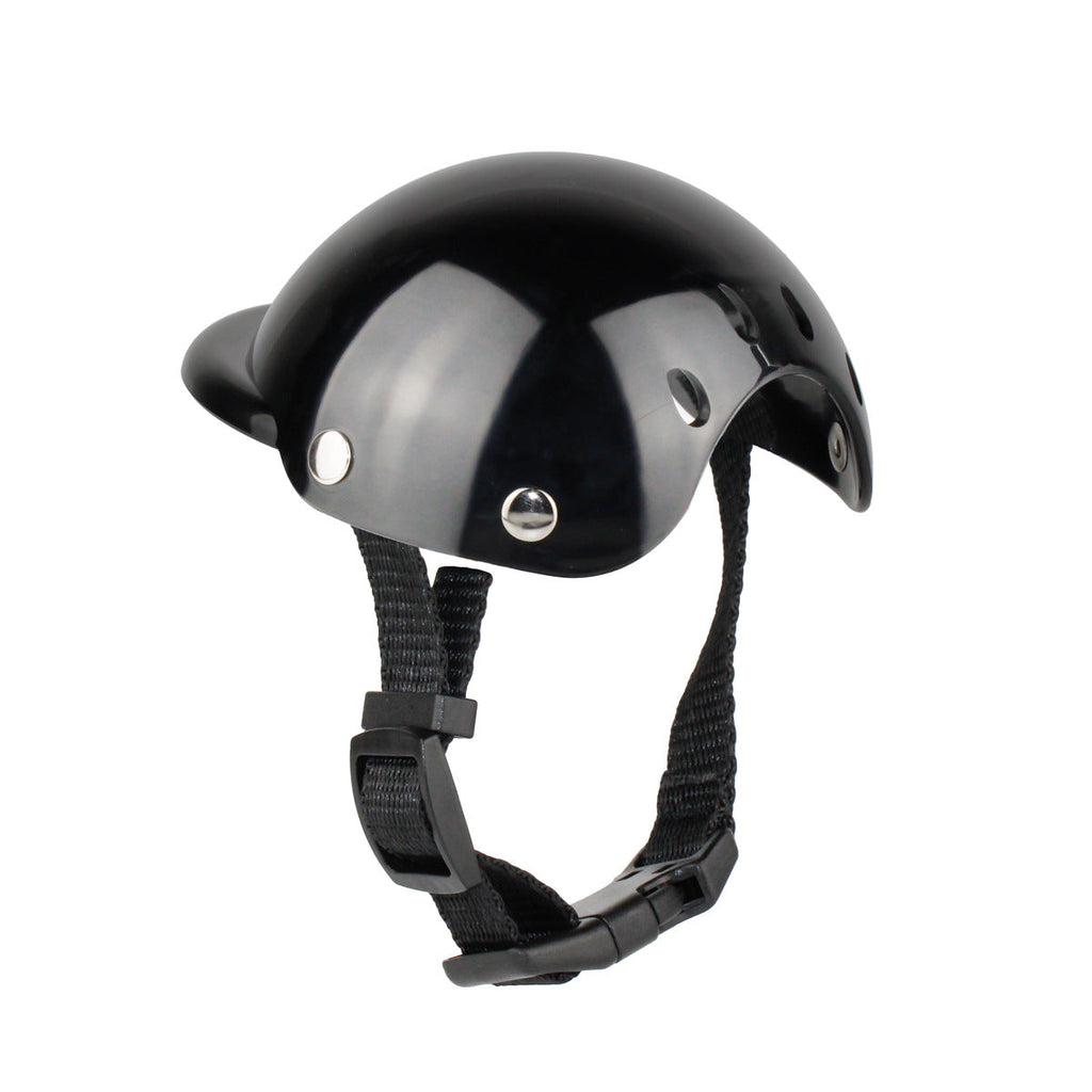 Black Pet Bike Helmet with Chin Strap