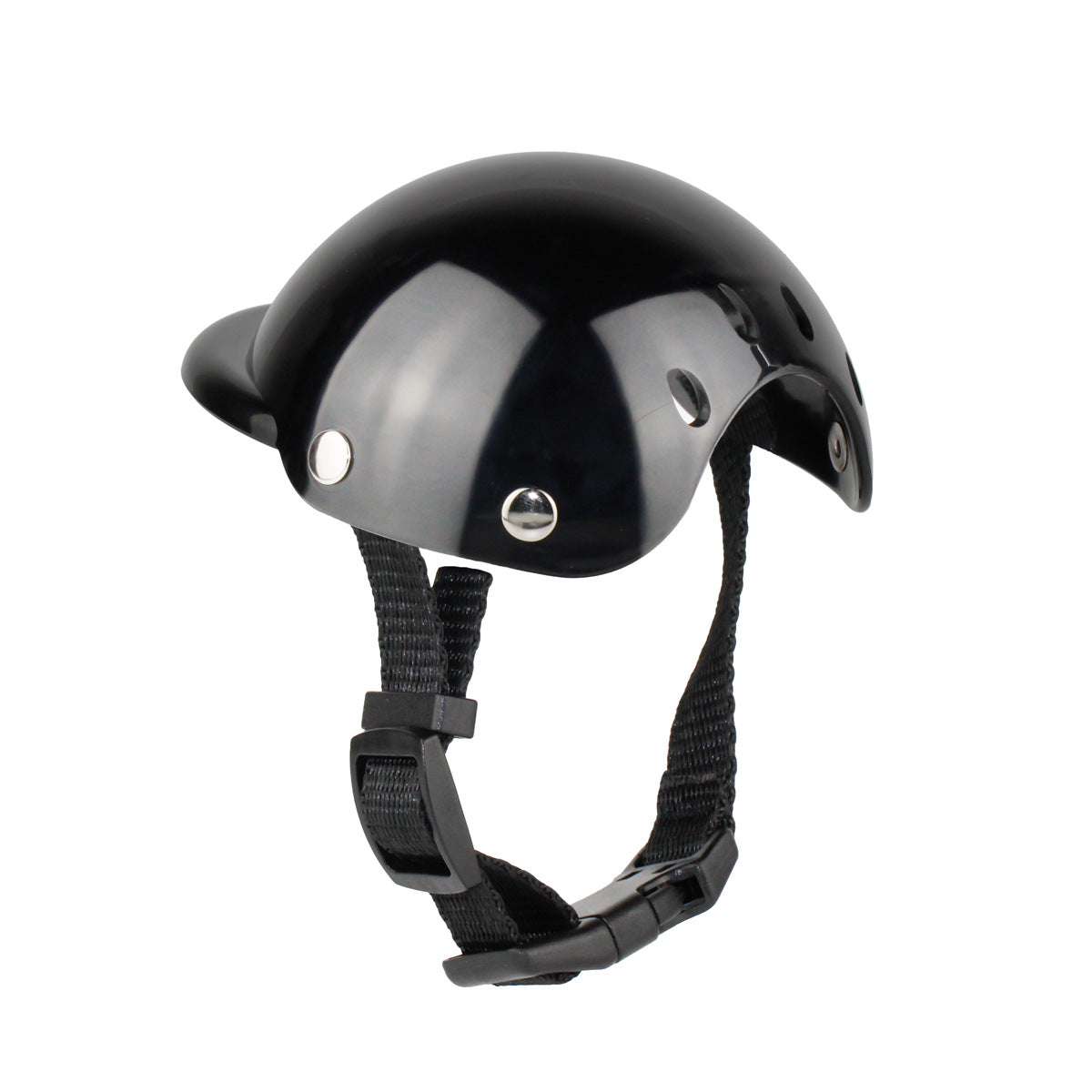 Black Pet Bike Helmet with Chin Strap