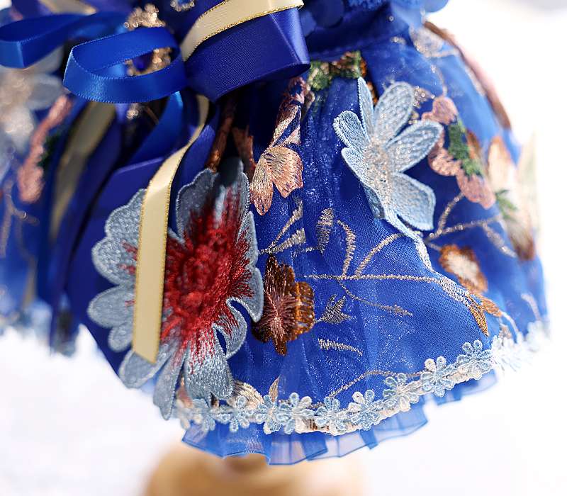 Royal Blue Blossom Dog Dress with Floral Tutu Skirt