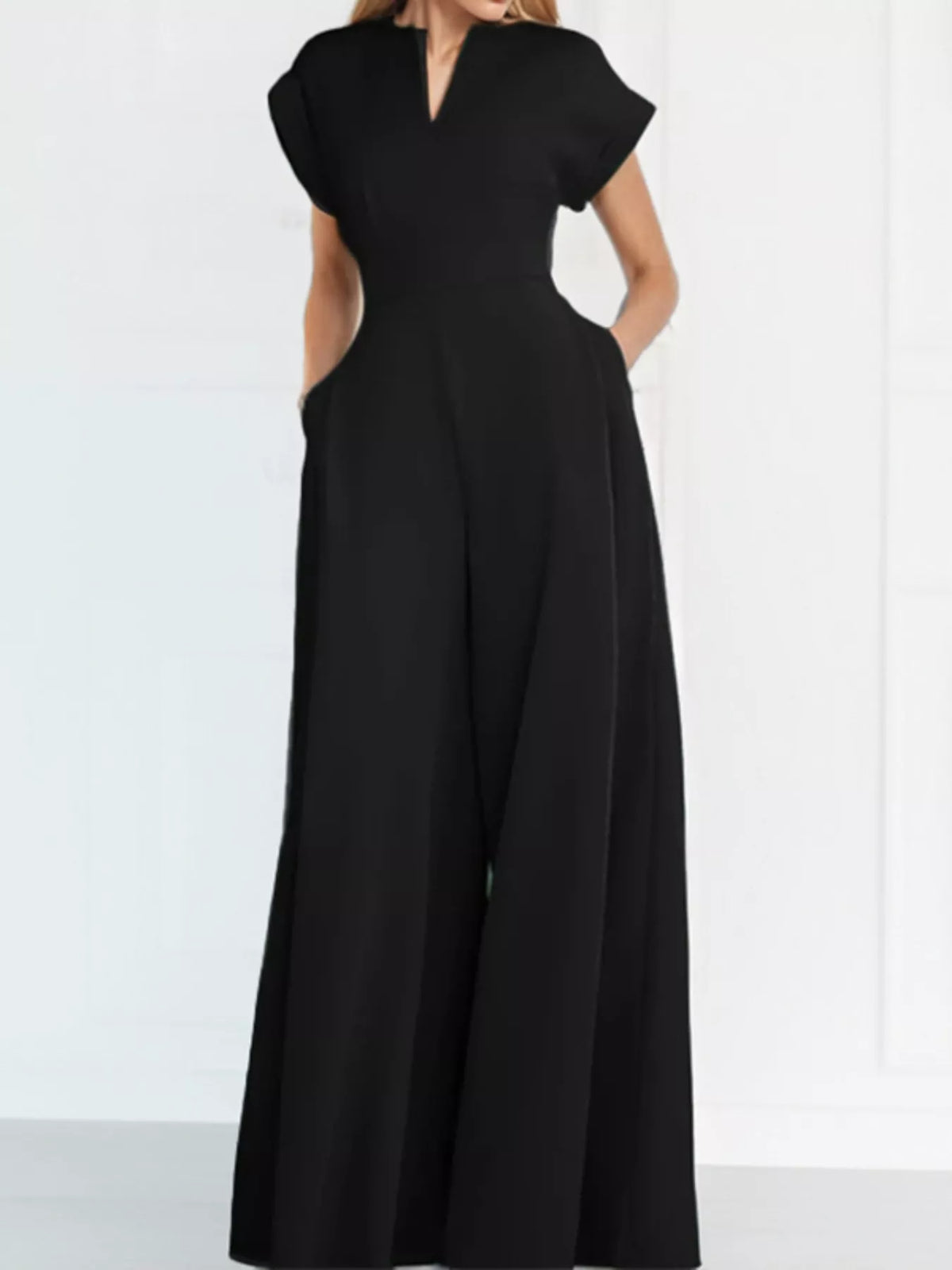 Full Size Notched Wide Leg Jumpsuit Plus Size