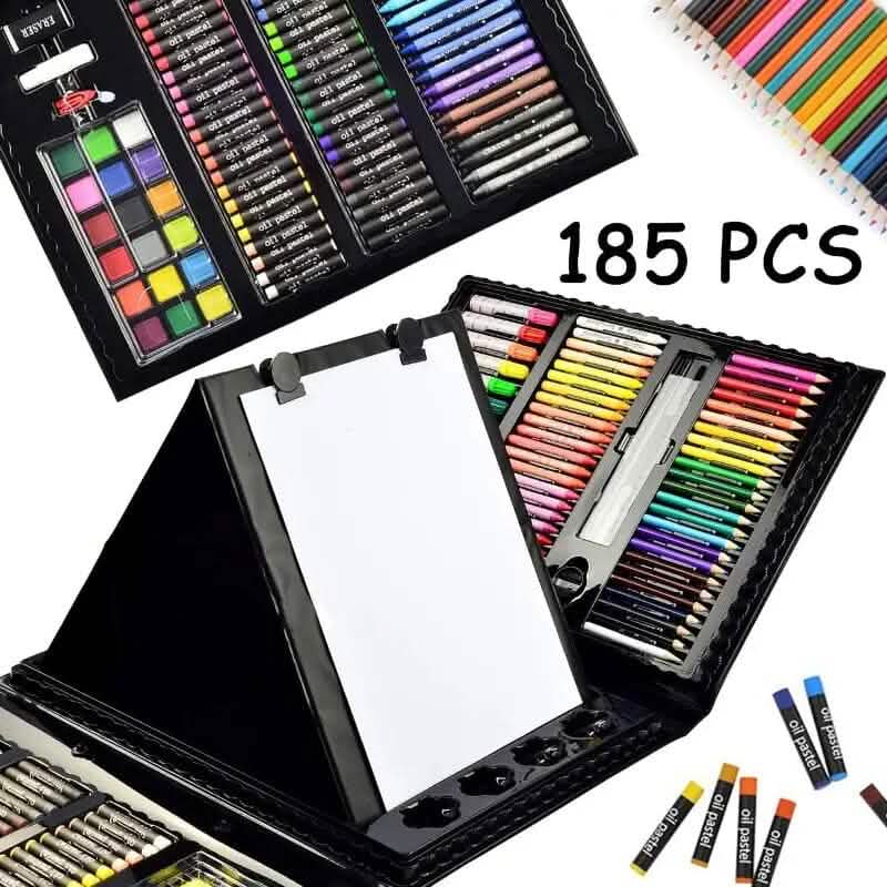 185-Piece: Double-Sided Trifold Easel Art Kit