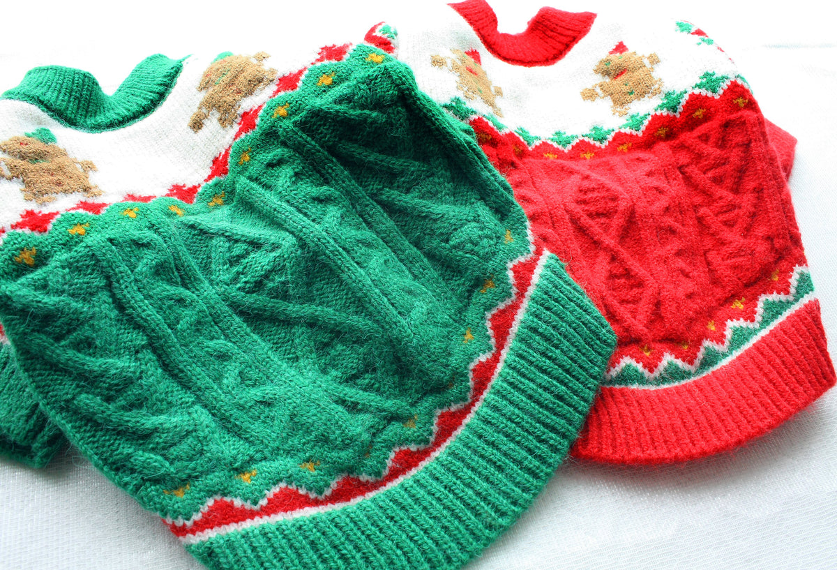 Gingerbread Christmas Knit Dog Sweater