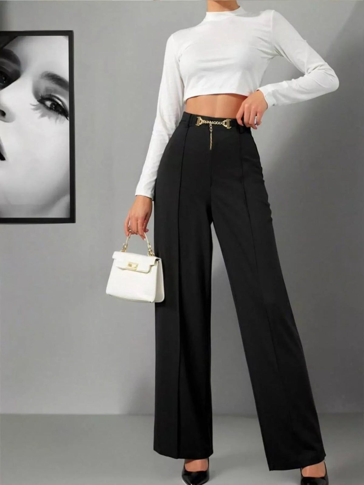 Wide-Leg High Waist Pants