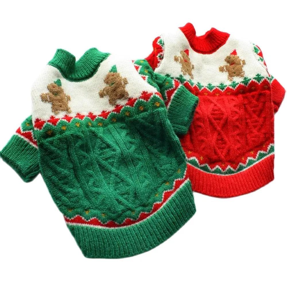 Gingerbread Christmas Knit Dog Sweater