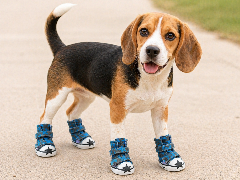 Star High-Top Dog Shoes with Double Straps, Set of 4