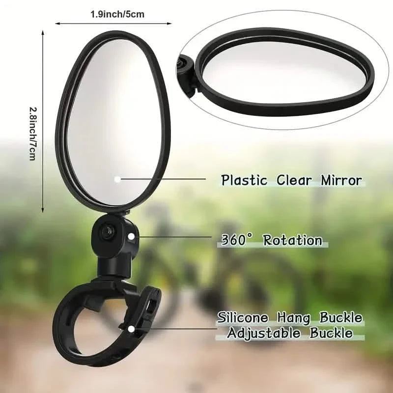 2-Piece: 360° Adjustable Rotatable Handlebar Mirror - Wide Angle Bicycle Mirror