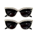 2-Pieces: Bling Rhinestone Cat Eye Sunglasses