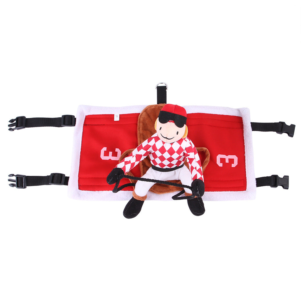 Dog Rider Jockey Costume with Plush Saddle