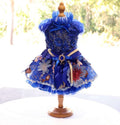 Royal Blue Blossom Dog Dress with Floral Tutu Skirt