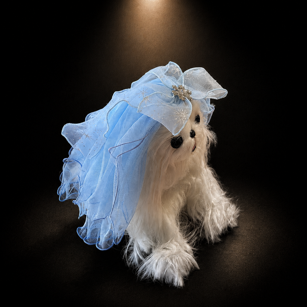 Tulle Flower Pet Veil Hair Clip