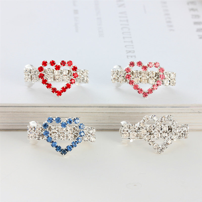 Rhinestone Heart Pet Hair Clip