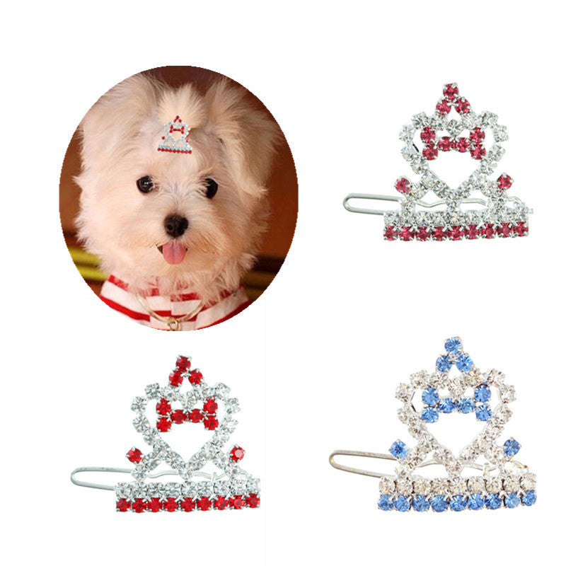Rhinestone Tiara Pet Hair Clip
