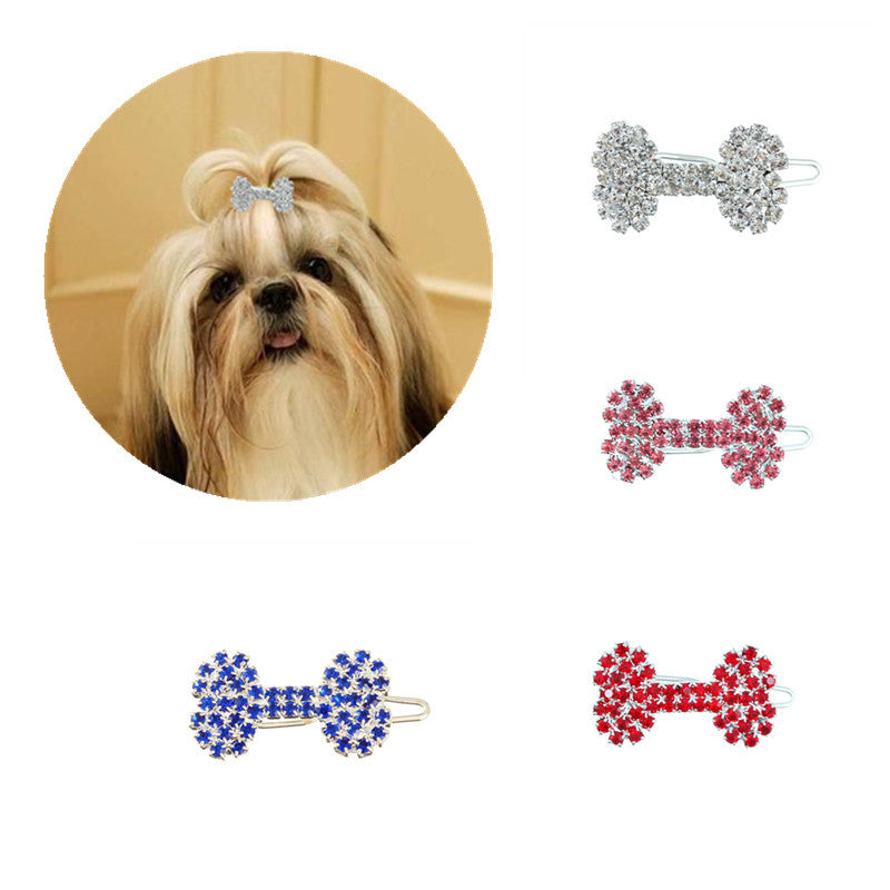 Rhinestone Bone Pet Hair Clip