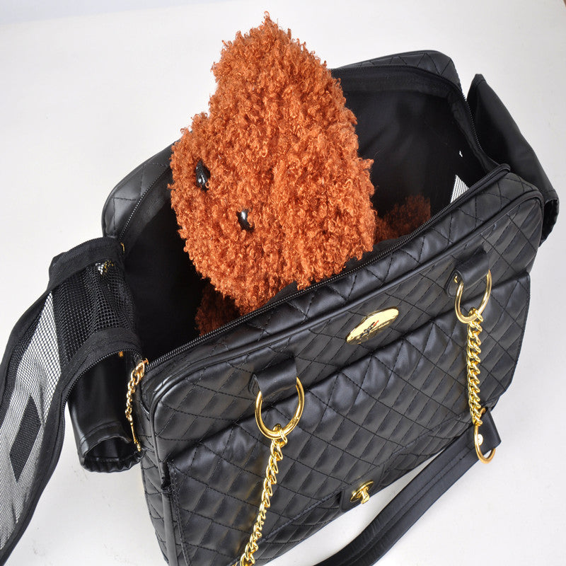 Black Quilted Pet Carrier Handbag