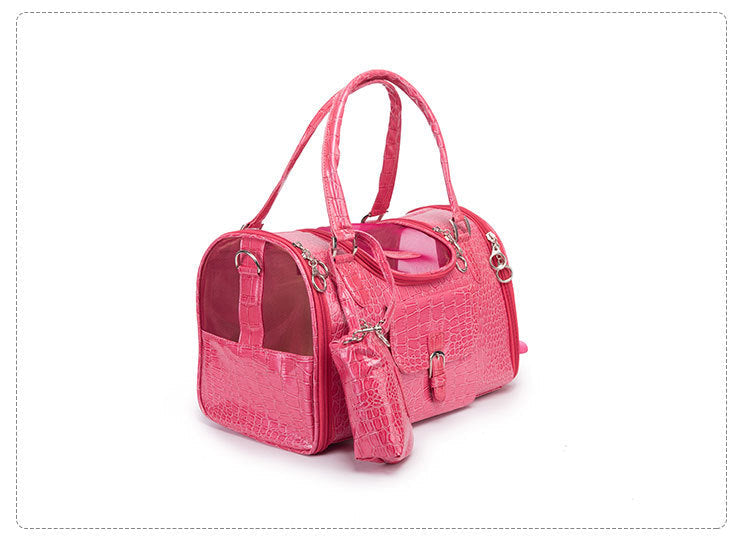 Pink Croc-Texture Pet Carrier Bag