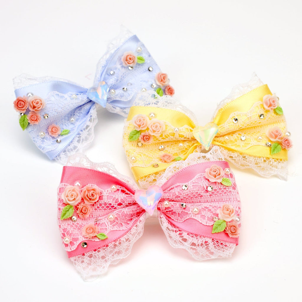 Lace Floral Pet Bow Hair Clip