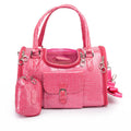Pink Croc-Texture Pet Carrier Bag