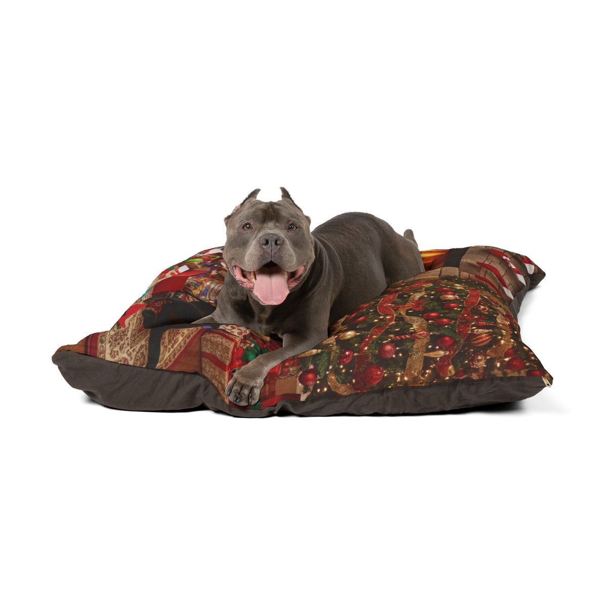 Festive Holiday Fireplace Pet Bed